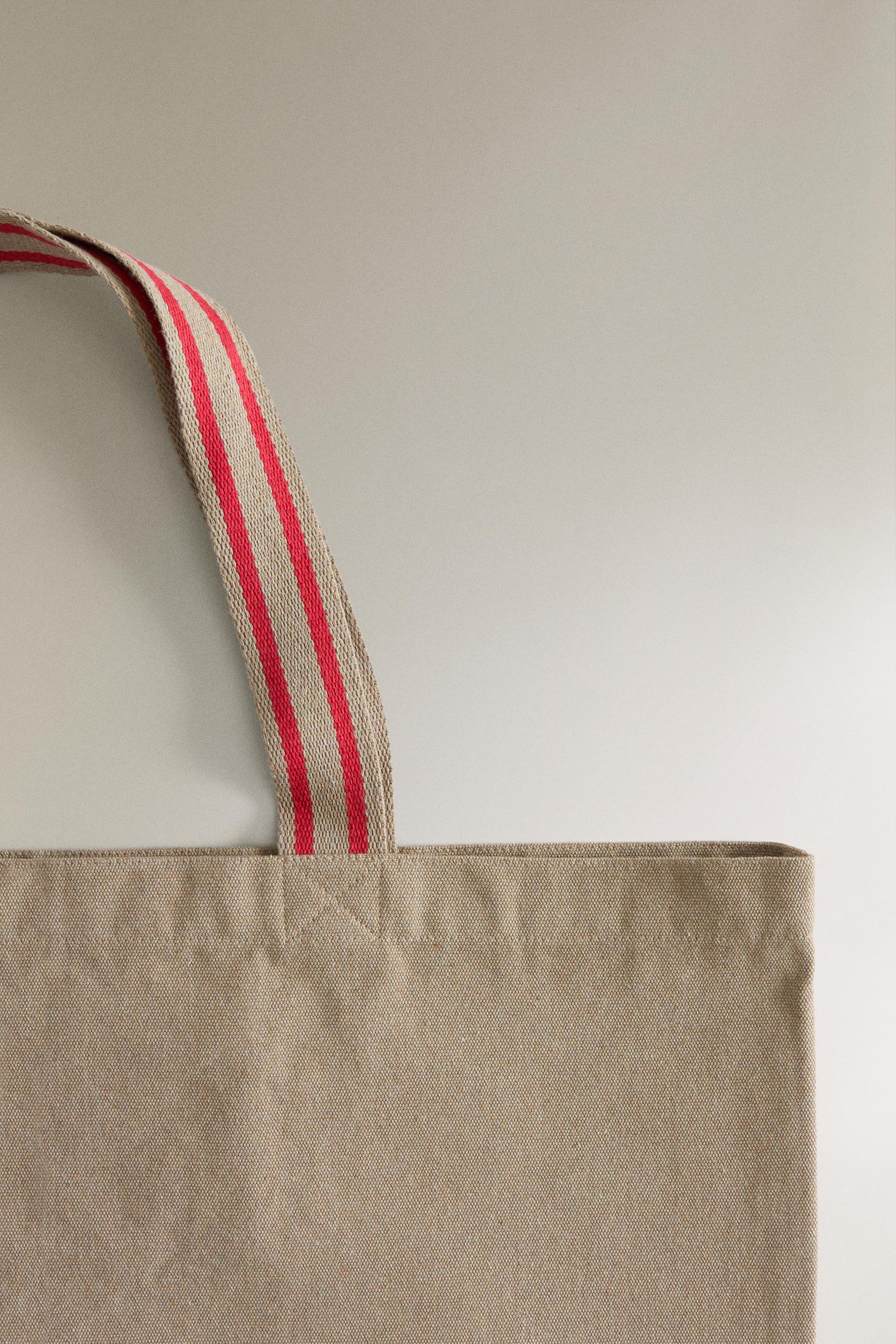STRIPED FABRIC TOTE BAG